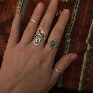 100% Sterling silver turquoise Bali style ring size 8.